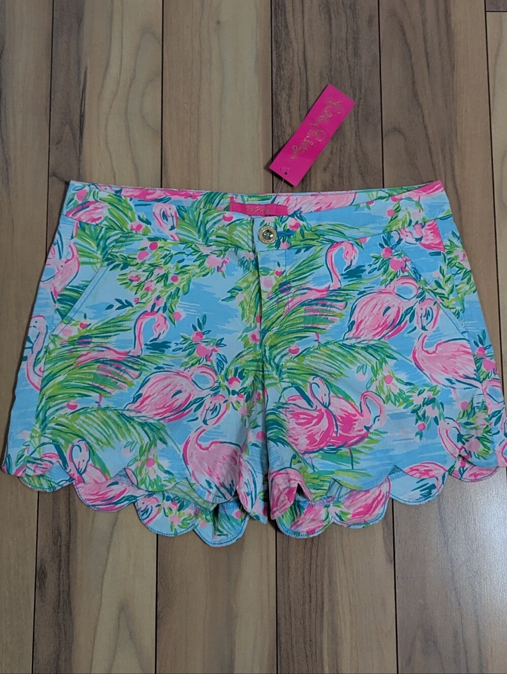 NWT! Lilly Pulitzer Buttercup Stretch Shorts Multi Floridita - Flamingo Size 4